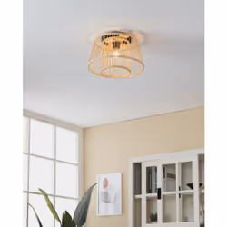 EGLO Deckenleuchte Hykeham E27 Bambus/schwarz illuminazione da soffitto 40 W