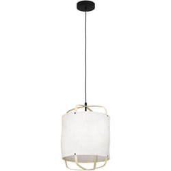 Eglo - Lampadario a Sospensione Vintage Surfleet Acciaio Nero Legno 1 Luce E27
