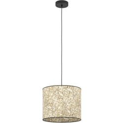 Eglo - Lampadario a Sospensione Vintage Butterburn Acciaio Nero Beige 1 Luce E27