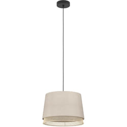 Eglo - Lampadario a Sospensione Vintage Tabley Acciaio Nero Legno 1 Luce E27