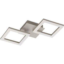 Eglo - Huerta Plafoniera led da soffitto, lampada da soggiorno, plafoniera a 2 luci, lampada da cucina in metallo argentato e plastica bianca, bianco
