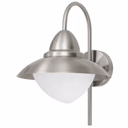 EGLO 83966, Illuminazione da parete da esterno, Acciaio inox, Bianco, Vetro, Acciaio inox, IP44, Entrata, Garage, Giardino, C ...