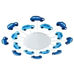 La plafoniera Viki 1, lampada da parete a uno punto luce per la stanza dei ragazzi, plafoniera in acciaio, blu, satinato, bianco, E27 - Eglo
