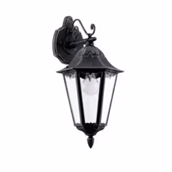 EGLO NAVEDO, Illuminazione da parete da esterno, Nero, Argento, Alluminio, Vetro, IP44, Entrata, Giardino, Cortile, Trasparen ...
