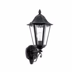 EGLO NAVEDO, Illuminazione da parete da esterno, Nero, Argento, Alluminio, Vetro, IP44, Entrata, Giardino, Cortile, Trasparen ...