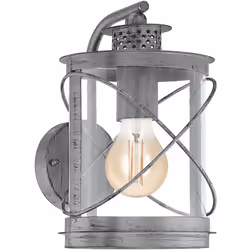 EGLO HILBURN 1, Illuminazione da parete da esterno, Argento, Plastica, IP44, I, Trasparente