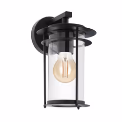 EGLO VALDEO, Illuminazione da parete da esterno, Nero, Vetro, IP44, I, Trasparente