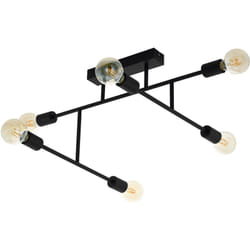 Plafoniera Moderna Belsiana Acciaio Nero 6 Luci E27