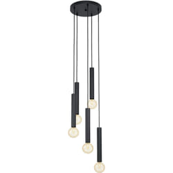 Lampadario a Sospensione Contemporaneo Cortenova Acciaio Nero 5 Luci E27