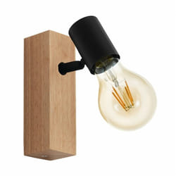 Eglo - Faretto Spot Townshend 1 Luce Nero e Legno Naturale H16,5 cm