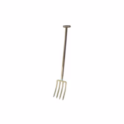 A quattro denti triangolari in acciaio zincocromato cm. 28x18, lunghezza totale cm. 110 con manico a T
