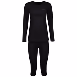 Lenz Merino 3/4 Set di biancheria intima funzionale, nero, dimensione XS S per donne