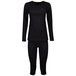 Lenz Merino 3/4 Set di biancheria intima funzionale, nero, dimensione XS S per donne