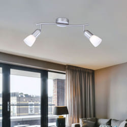 Globo - Lampada da soffitto a parete Lampada da soffitto in metallo nichel opaco Vetro bianco Camera da letto Corridoio