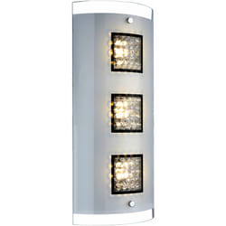 Lampada da parete LED lampada da soggiorno cristalli lampada da corridoio lampada da parete cromo, 3x 5W 3x 251lm bianco caldo, LxH 18x40 cm,Globo