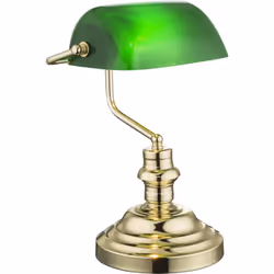 La tradizionale lampada da tavolo Antique alta 36 cm appare nei colori classici. Il corpo della lampada color ottone con il v ...