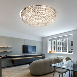 Plafoniera a LED lampada cromata treccia cristalli illuminazione soggiorno camera da letto