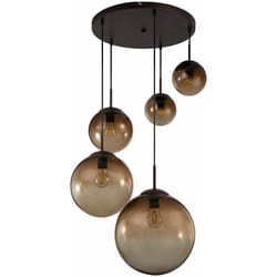 Lampada a sospensione a soffitto design sfere di vetro ambra soggiorno lampada a sospensione marrone Globo 15865-5