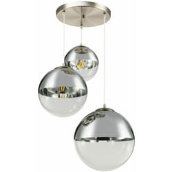 Lampada a sospensione sfere vetro trasparente nichel cromo opaco illuminazione soggiorno lampada Globo 15851-3