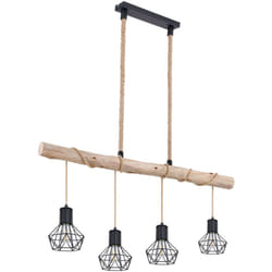 Vintage lampada da soffitto a pendolo trave in legno sala da pranzo reticolo luce a sospensione nera Globo 54017-4HH