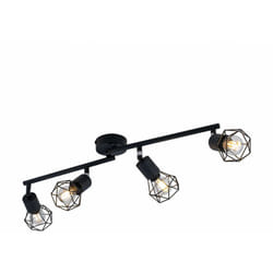 Globo - Lampada da soffitto nero soggiorno sala da pranzo illuminazione retro gabbia faretto orientabile 58402S-4