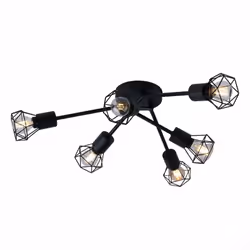 Descrizione La plafoniera Xara I colpisce per il suo design elegante. Le sei gabbie metalliche a forma di diamante nere fisse ...