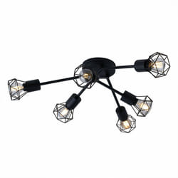 Retro plafoniera nera soggiorno illuminazione gabbia spot faretto lampada Globo 54802S-6