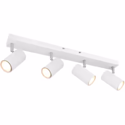 Questo semplice faretto della serie Robby ispira per design e colore. Su una staffa da soffitto rettangolare (56x6 cm) si tro ...