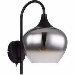 Descrizione delQuesta moderna lampada da parete colpisce per il suo grande design. Un'asta di metallo curvo nero opaco con un ...