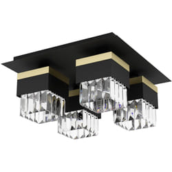 Plafoniera Moderna Barrancas Acciaio Nero 4 Luci E14