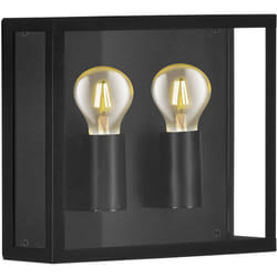 Eglo - Applique Esterno Contemporanea Alamonte 1 Acciaio Nero Vetro Bianco 2 Luci E27
