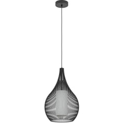 Eglo - Lampadario a Sospensione Contemporaneo Razoni 1 Acciaio Nero Vetro 1 Luce E27