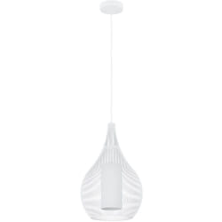 Lampadario A Sospensione Contemporaneo Razoni 1 Acciaio Bianco Vetro 1 Luce E27
