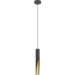 Eglo - Lampadario a Sospensione Moderno Barbotto Acciaio Nero Oro 1 Luce Gu10 4,5W