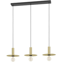 Lampadario a Sospensione Moderno Escandell Acciaio Nero Ottone 3 Luci E27