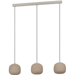 Lampadario a Sospensione Moderno Cominio Acciaio Tortora Vetro 3 Luci E27