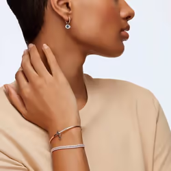 Swarovski 5425857 orecchino Orecchini a cerchio Metallo Blu, Rose Gold, Bianco - Vista aggiuntiva 5