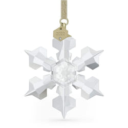 Swarovski - Annual Edition 2022 Decorazione, con Fiocco di Neve in Cristalli Metallo e Nastro Lamé, Bianco