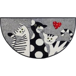 wash+dry Round Cat Trio Zerbino decorativo Interno/esterno Semicircolare Nero, Grigio, Rosso, Bianco