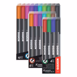 Kores M22141 marcatore permanente Tipo di punta Nero, Blu, Marrone, Verde, Azzurro, Verde chiaro, Arancione, Rosa, Rosso, Viola 10 pz