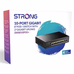 Strong SW8010POE+ switch di rete Gigabit Ethernet (10/100/1000) Supporto Power over Ethernet (PoE) Desktop Nero - Vista aggiuntiva 6
