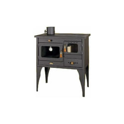 Prity - Stufa a legna. Potenza termica di 10 kW. Stufa a combustibile solido con forno. Piastre riscaldanti in ferro. uscita fumo sinistra modello "