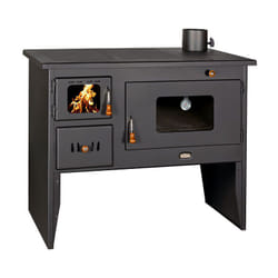 Stufa a legna. Potenza termica di 16 kW. Stufa a combustibile solido con grande forno. Modello Prity 2P50