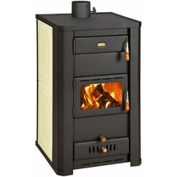 Prity - Stufa a legna per il riscaldamento centralizzato. Stufa a combustibile solido con caldaia integrata. Potenza termica 5 + 21 kw. Copertura in