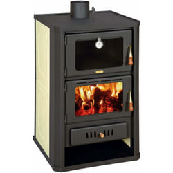 Prity - Stufa a legna con forno per riscaldamento centralizzato. Potenza termica 5,4 + 14 kw. Modello fg W15