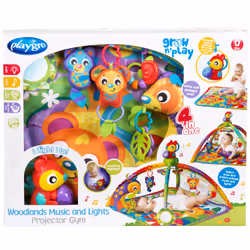 Playgro Palestra proj luci Woodland Music, Palestrina a tappeto per bambino, Arco giocattolo, Sonoro, Multicolore