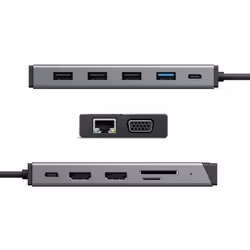 ALOGIC DUCDDV3V2 replicatore di porte e docking station per laptop Cablato USB 3.2 Gen 1 (3.1 Gen 1) Type-A + Type-C Grigio - Vista aggiuntiva 3