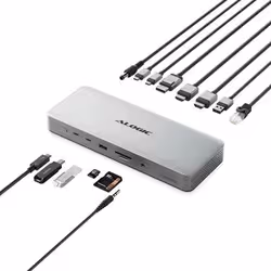 ALOGIC TB4DU4 replicatore di porte e docking station per laptop Cablato Thunderbolt Grigio, Nero - Vista aggiuntiva 3