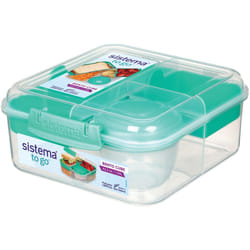 Sistema - Bento Box to go Contenitore per pranzo con vasetto per lo yogurt o per la frutta 1,25 l Verde menta
