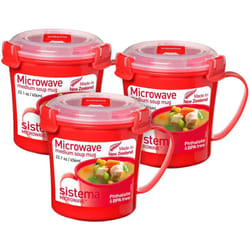 Sistema - tazza per zuppa media per microonde Contenitore per alimenti utilizzabile in microonde 656 ml Senza bpa Colori assortiti l 3 pezzi